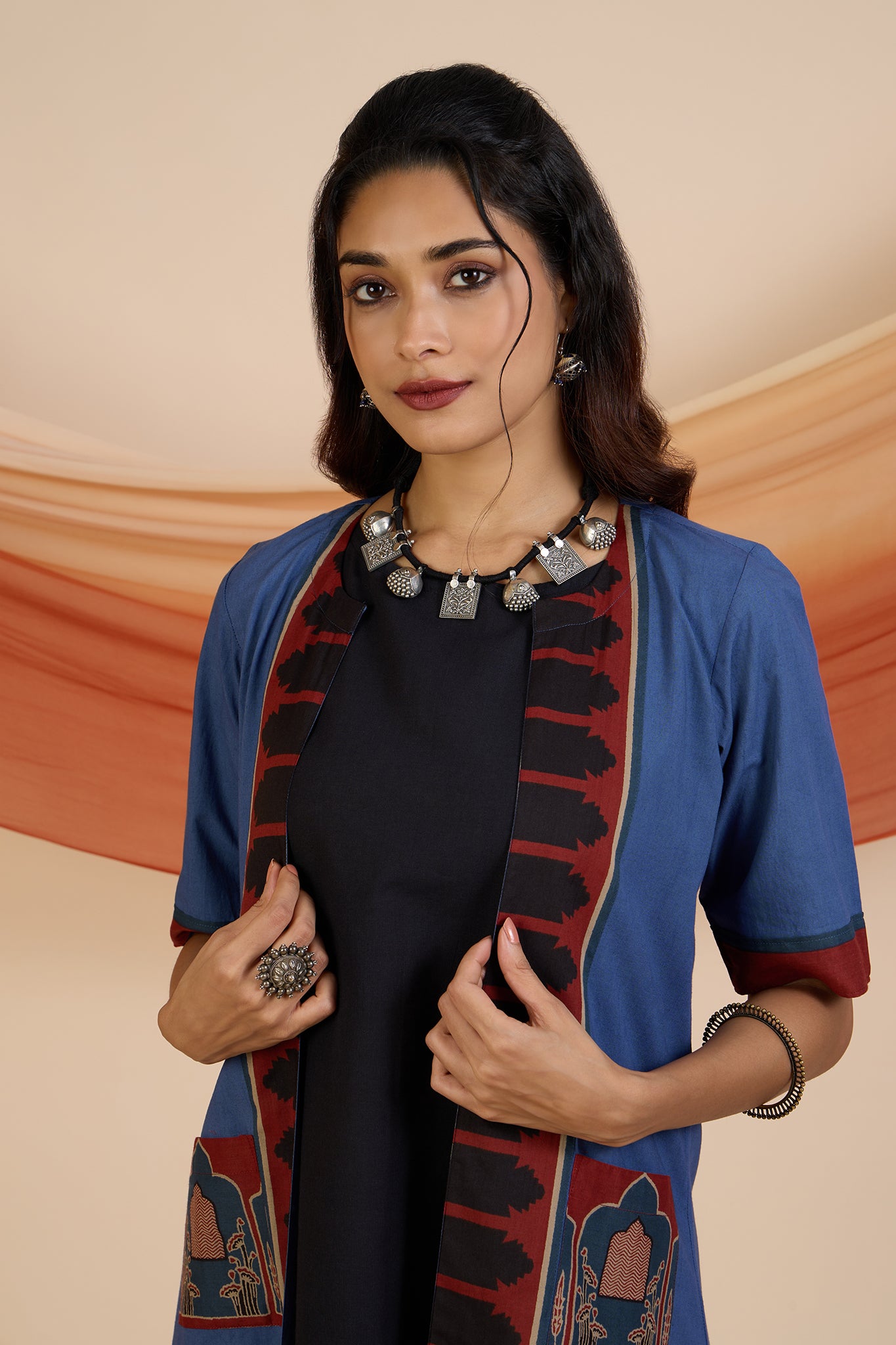 Jacket & Dress Indigo Archway Tales Long Jacket With Pockets (set of 2)