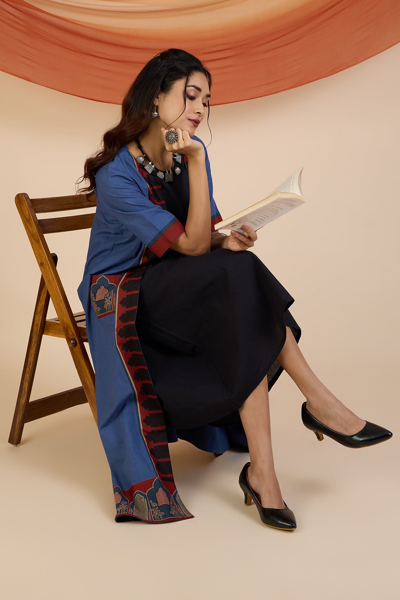 Jacket & Dress Indigo Archway Tales Long Jacket With Pockets (set of 2)