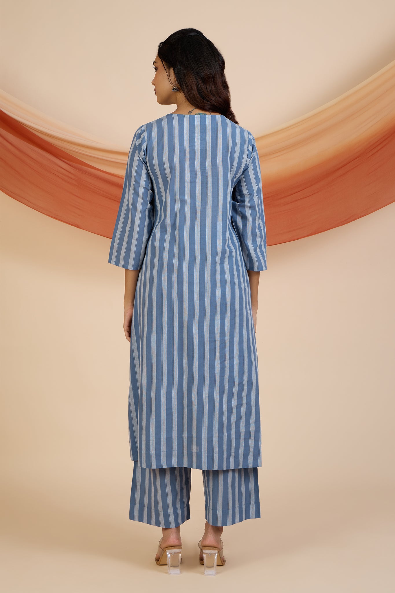 Co-ord Set Stormlight Stripes Smocked Yoke Kurta & Pants