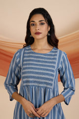 Co-ord Set Stormlight Stripes Smocked Yoke Kurta & Pants