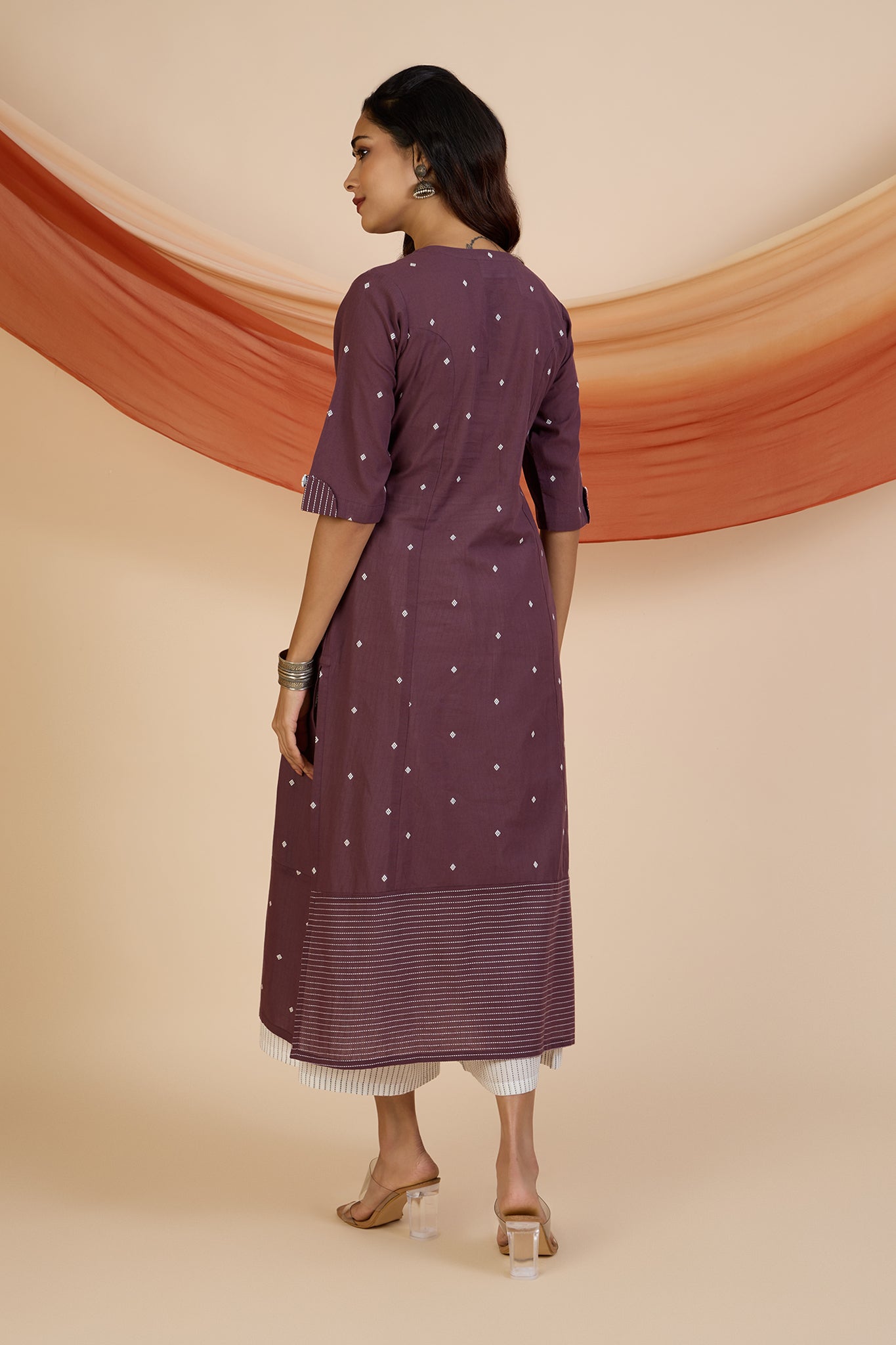 Co-ord Set Mauve Dusk Princess Cut Long Panelled Kurta with Slit ( set of 2 )
