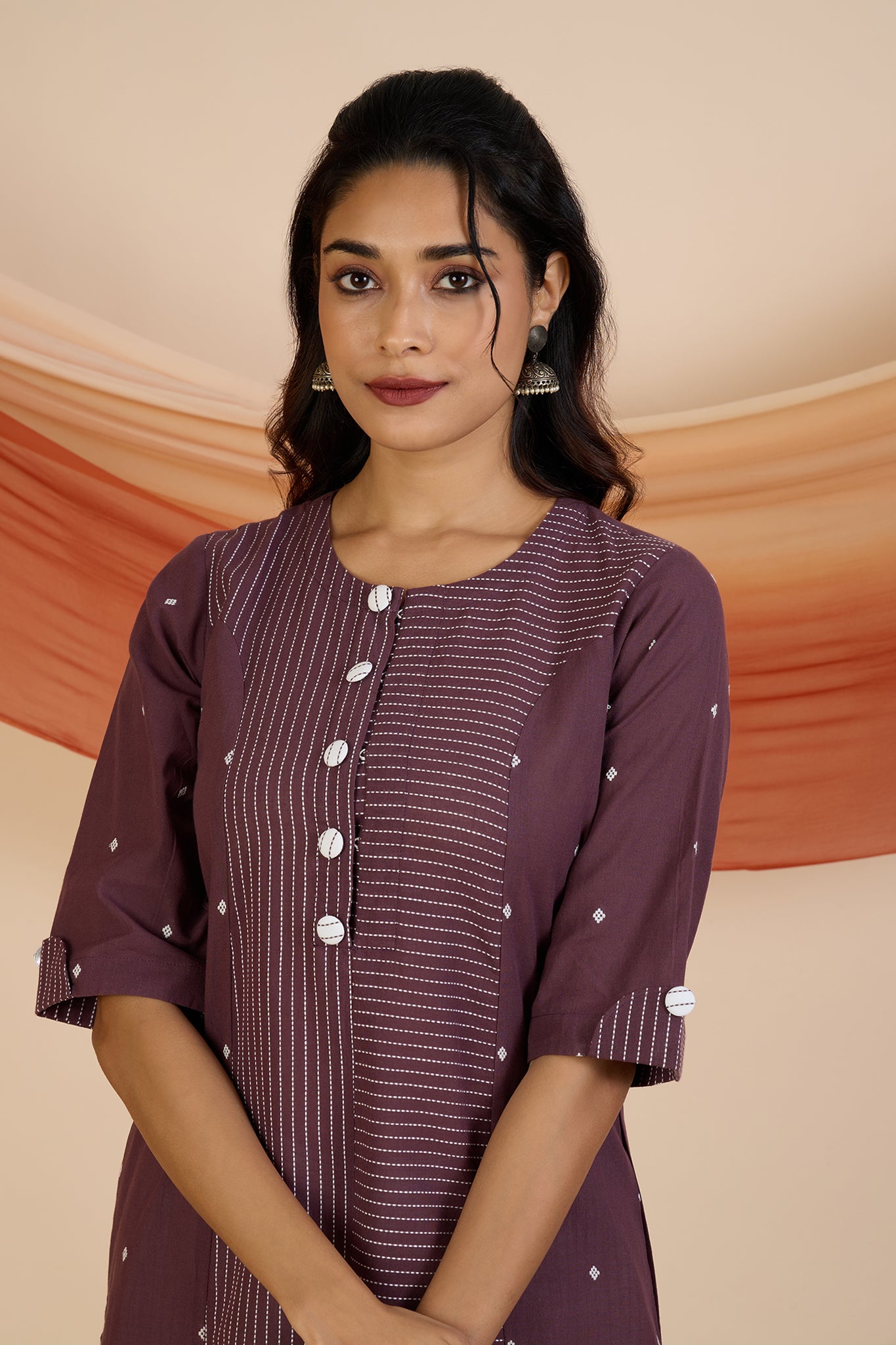 Co-ord Set Mauve Dusk Princess Cut Long Panelled Kurta with Slit ( set of 2 )