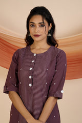 Co-ord Set Mauve Dusk Princess Cut Long Panelled Kurta with Slit ( set of 2 )
