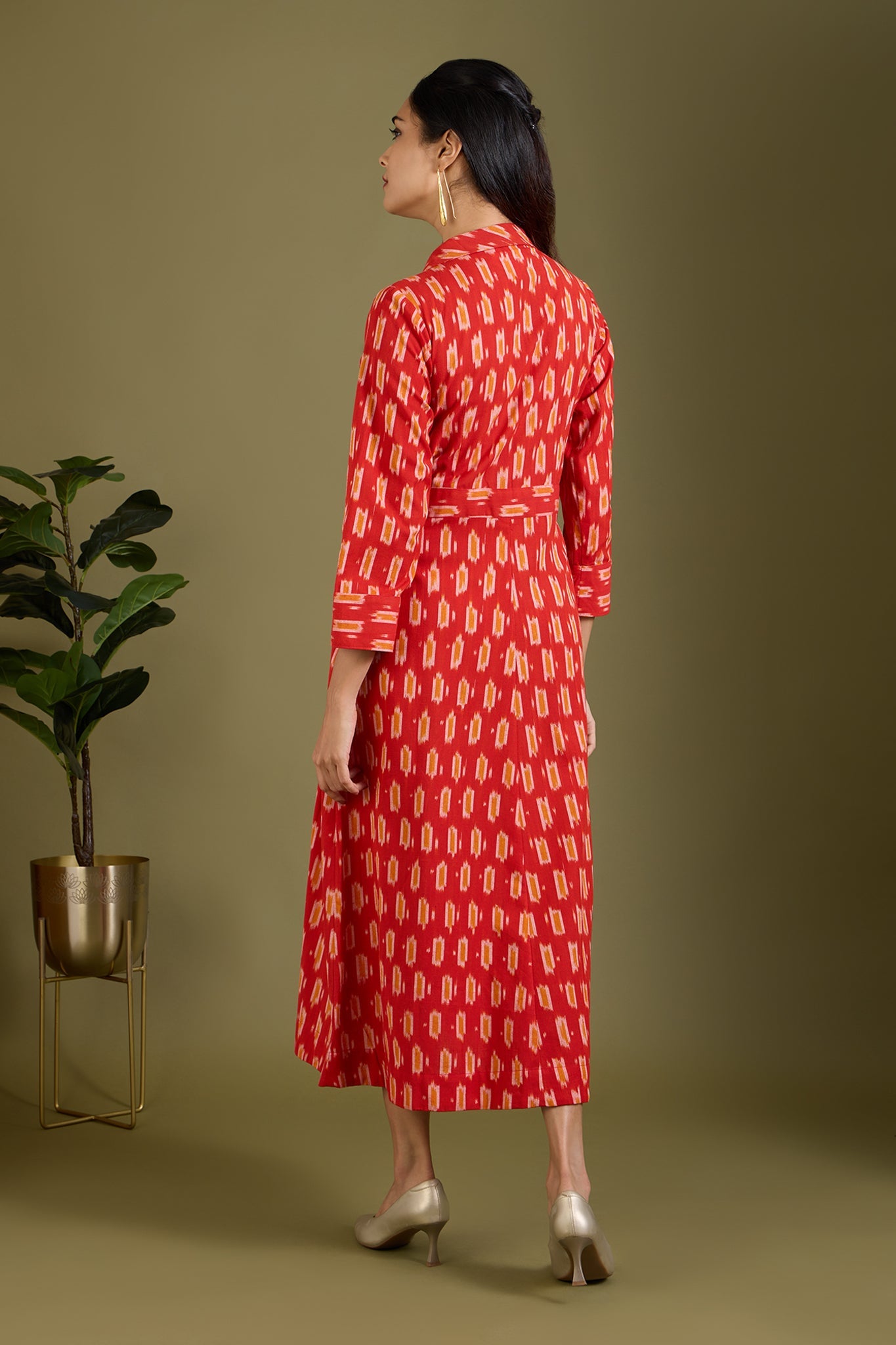 Fiery Sunlit Trails Long Trench Dress