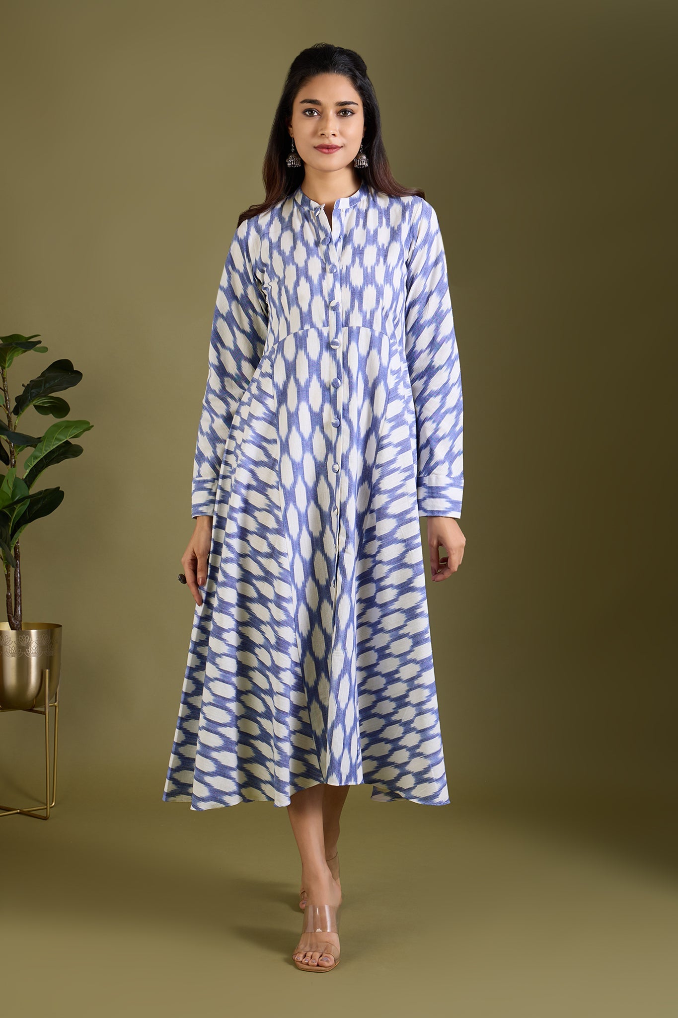 Icy Whisper Flecks Flared Panel Midi Dress