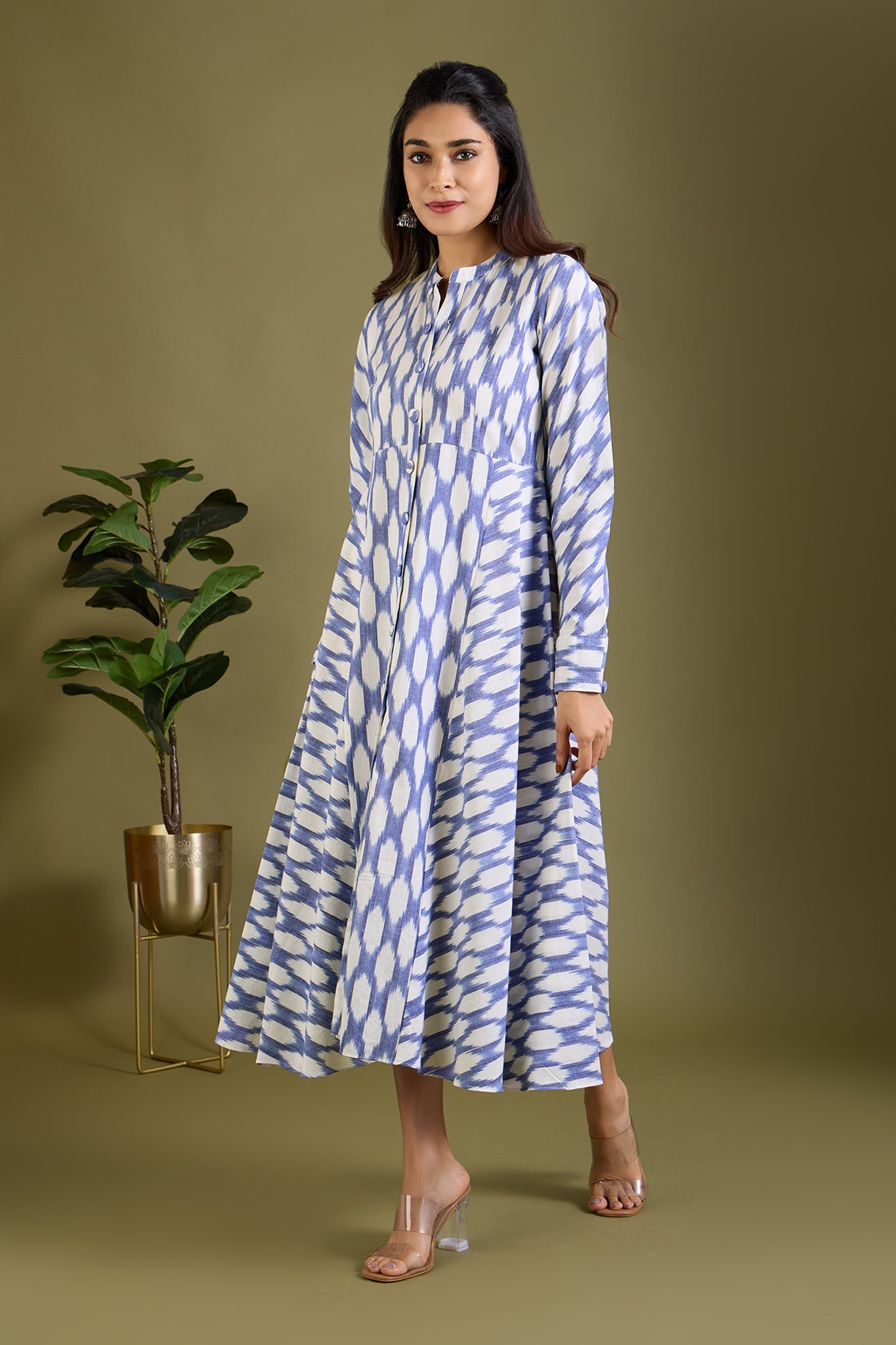 Icy Whisper Flecks Flared Panel Midi Dress