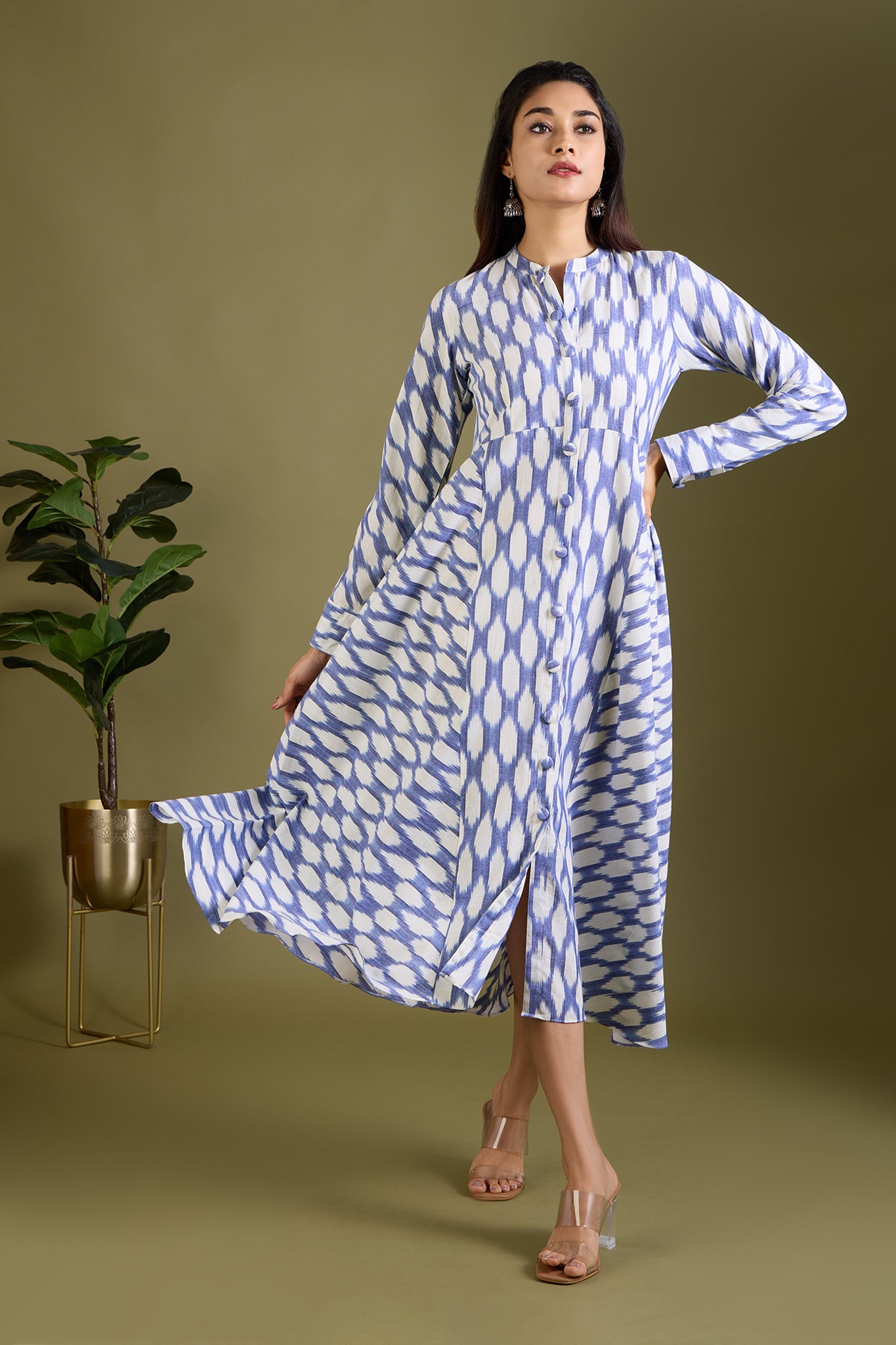 Icy Whisper Flecks Flared Panel Midi Dress