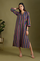 Dusk and Gold Front Zipper A-line Kurta