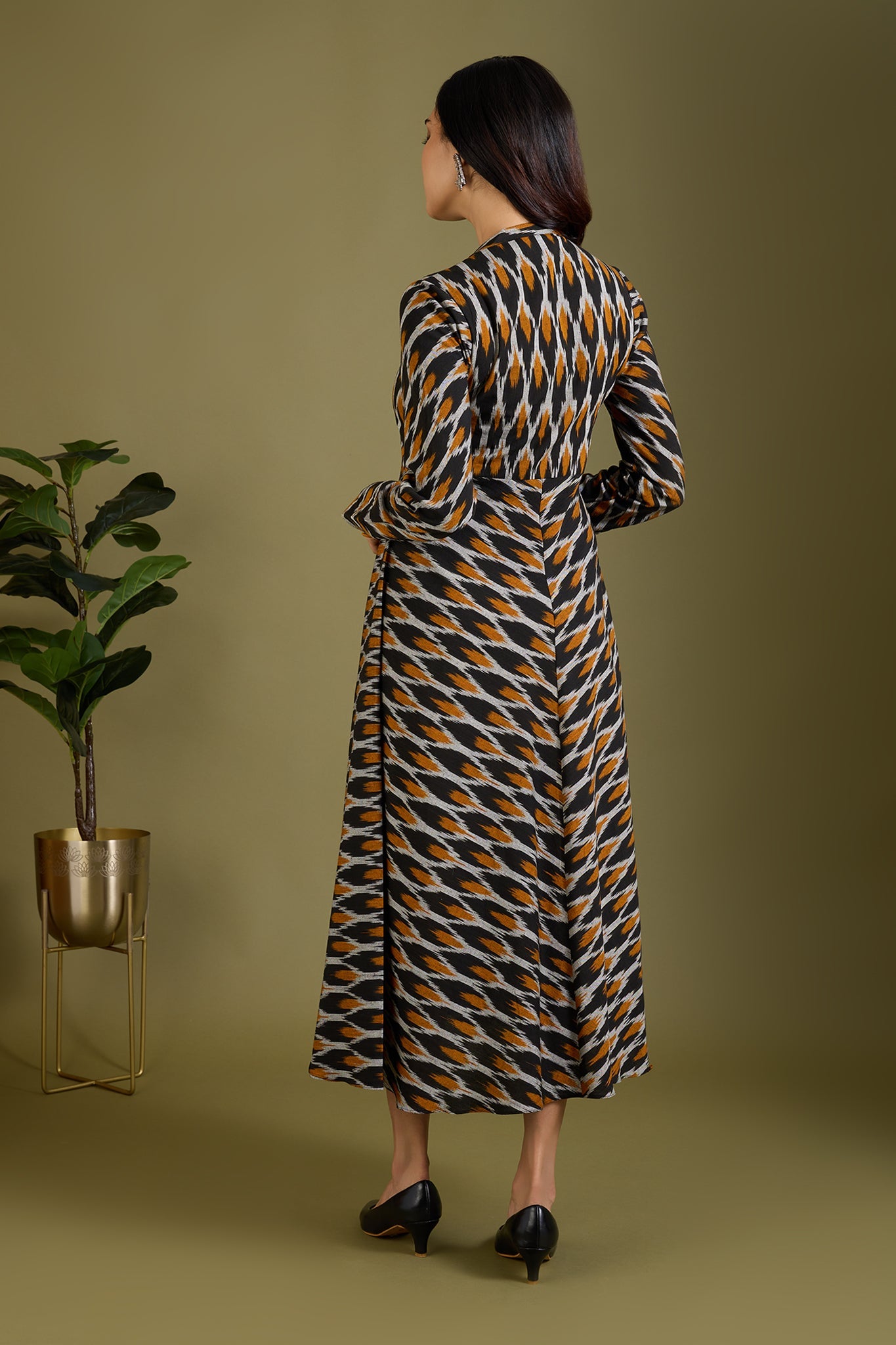 Gilded Nightfall Specks Flared Panel Midi Dress