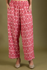 comfort fit ankle length narrow pants  - pastel pink ikat
