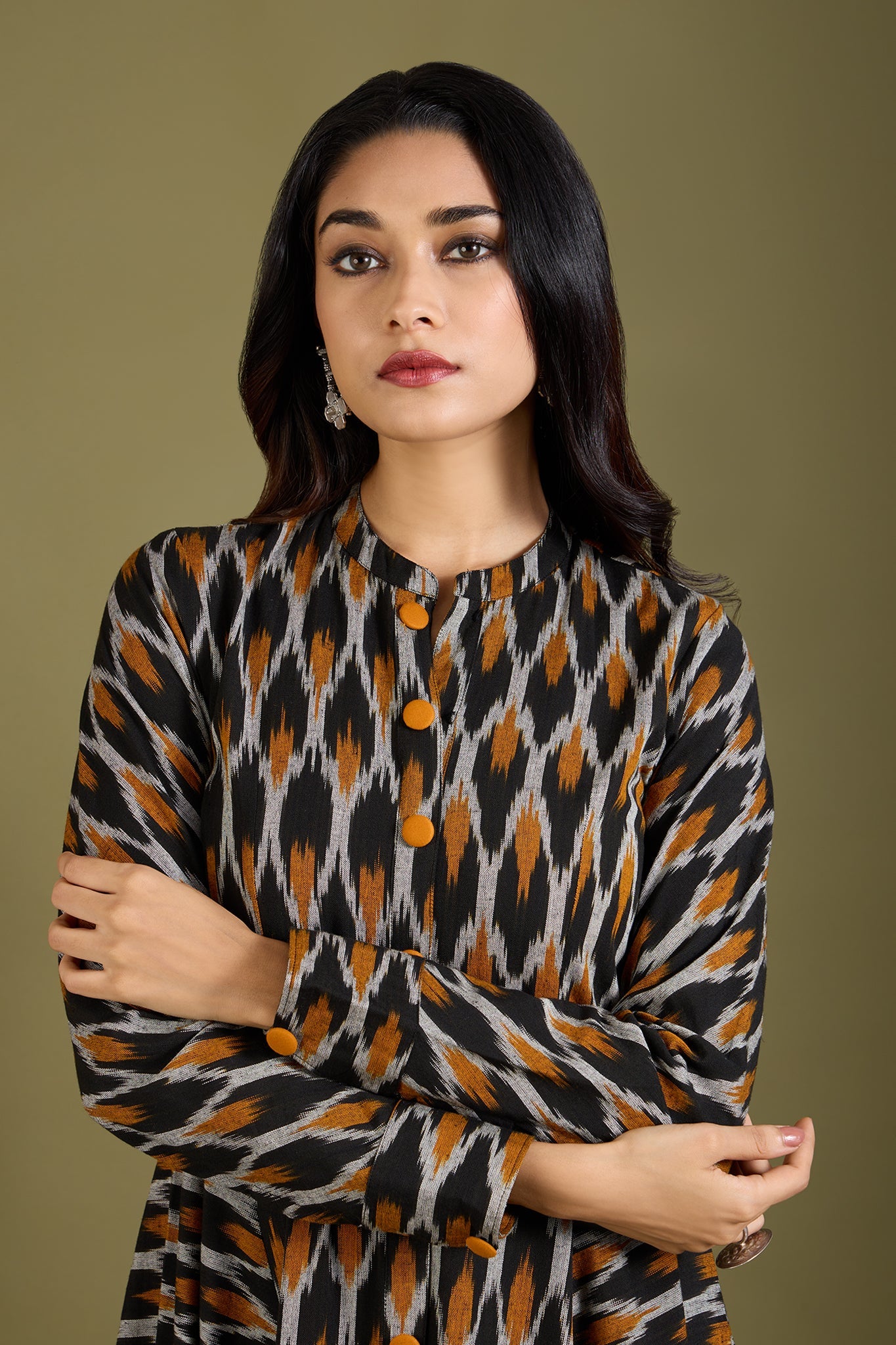 Gilded Nightfall Specks Flared Panel Midi Dress