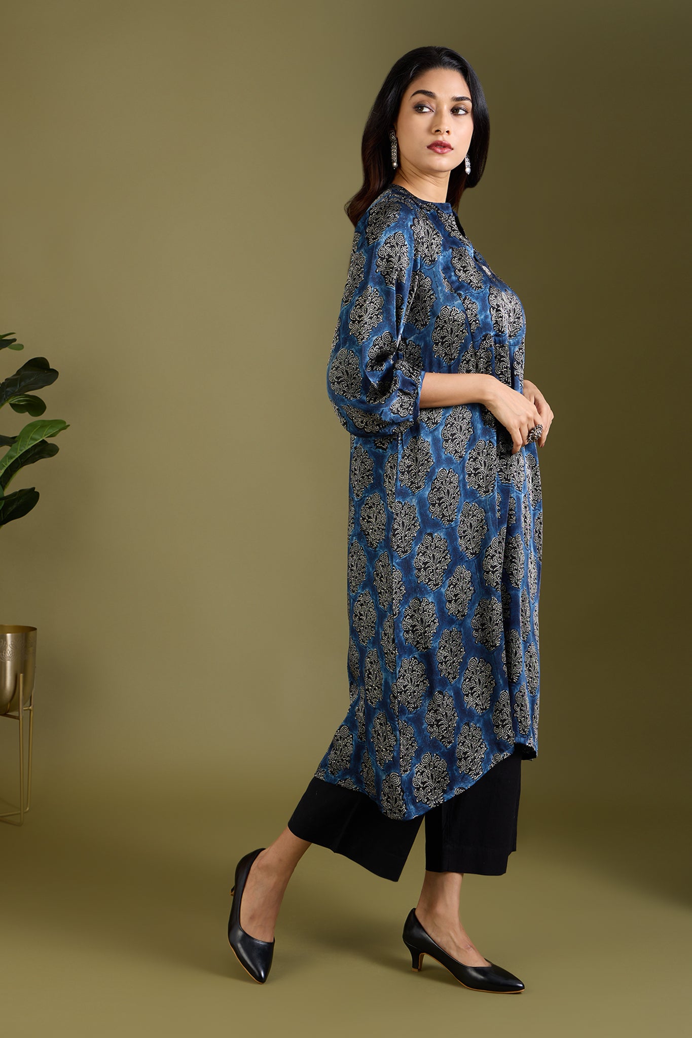 Luxe Copper Dawn & Indigo Modal Silk Dress