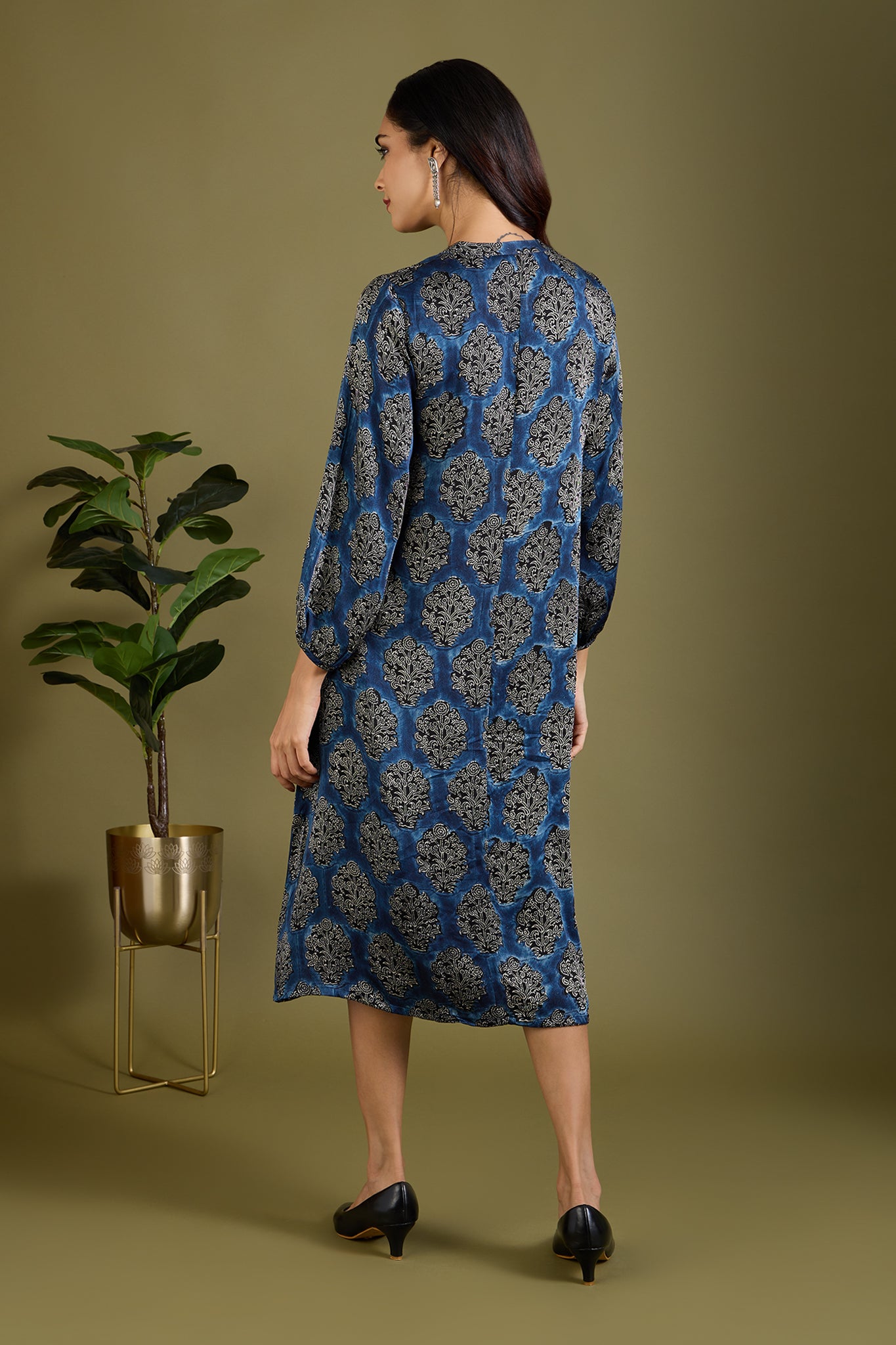 Luxe Copper Dawn & Indigo Modal Silk Dress