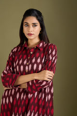 Garnet Mist Long Shirt Dress With Slit