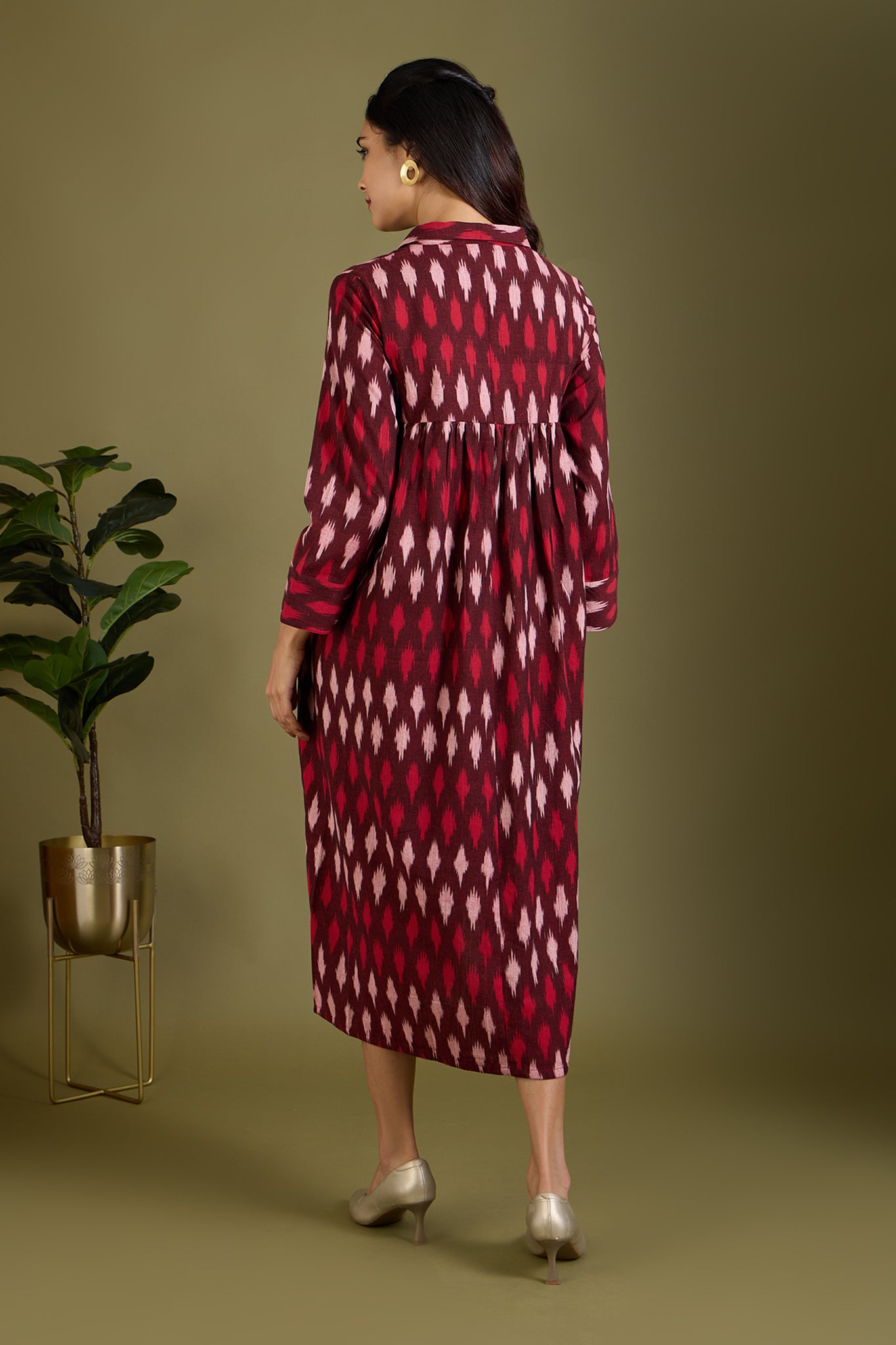 Garnet Mist Long Shirt Dress With Slit