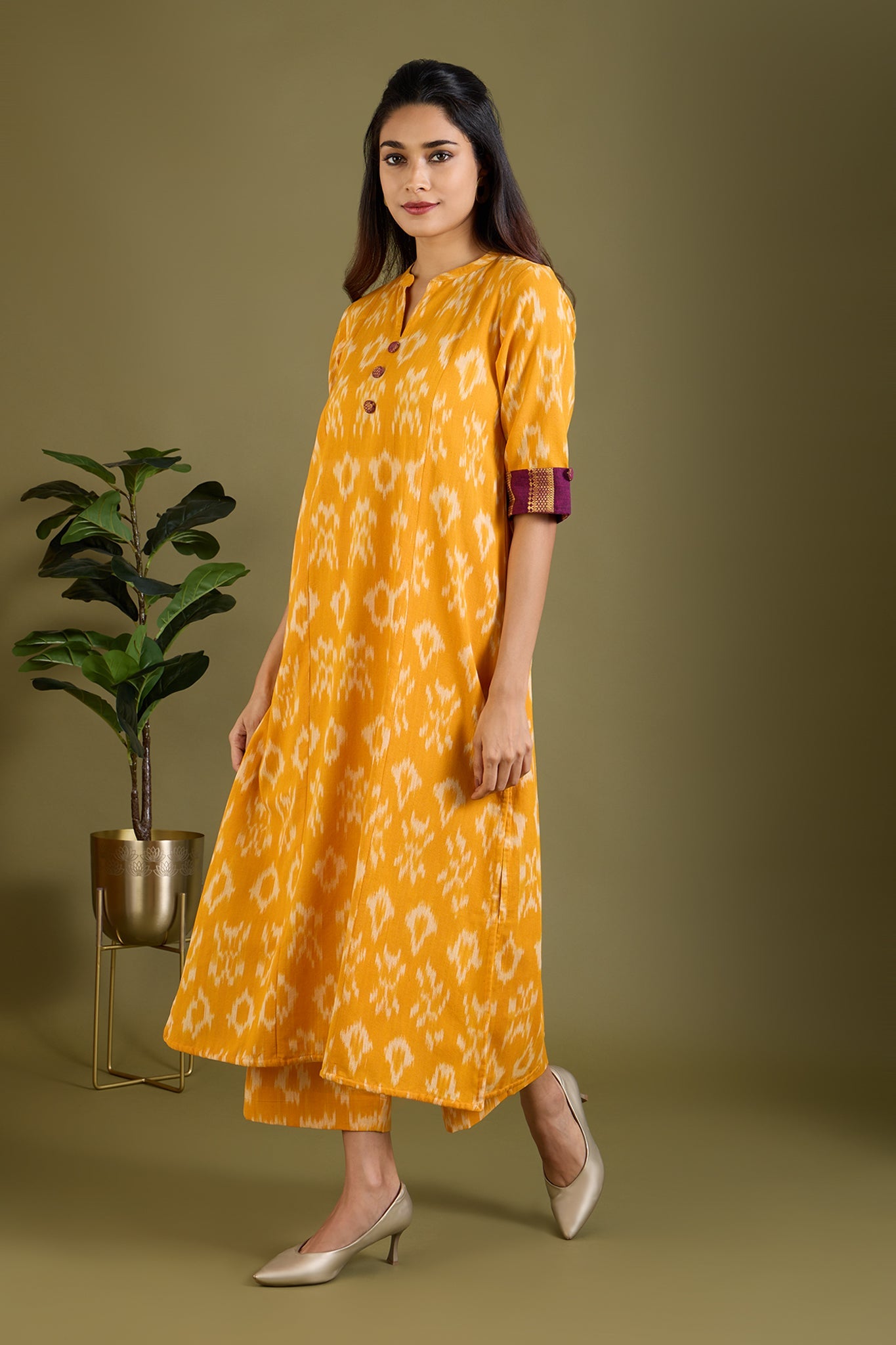 Co-ord Set Gilded Marigold Radiance Long Panel Kurta (Set of 2)