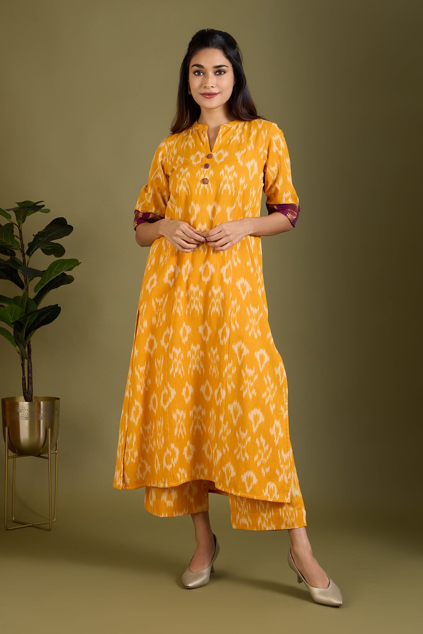 Co-ord Set Gilded Marigold Radiance Long Panel Kurta (Set of 2)