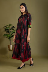Crimson Shadows Long Panel Kurta