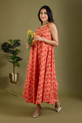 Mandarin Mood Sleeveless Strap Flared Bias Dress