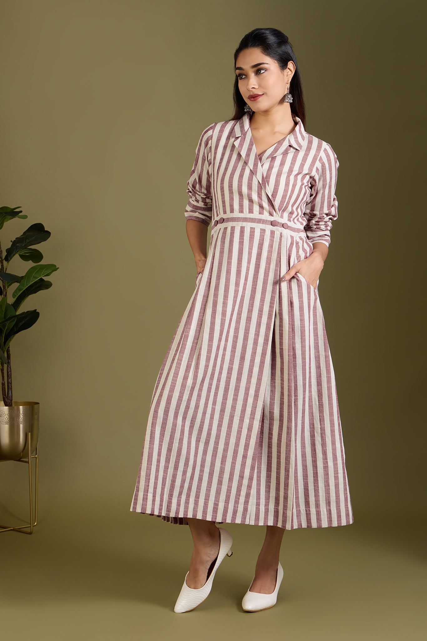 Mauve & Moon Bands Long Trench Dress