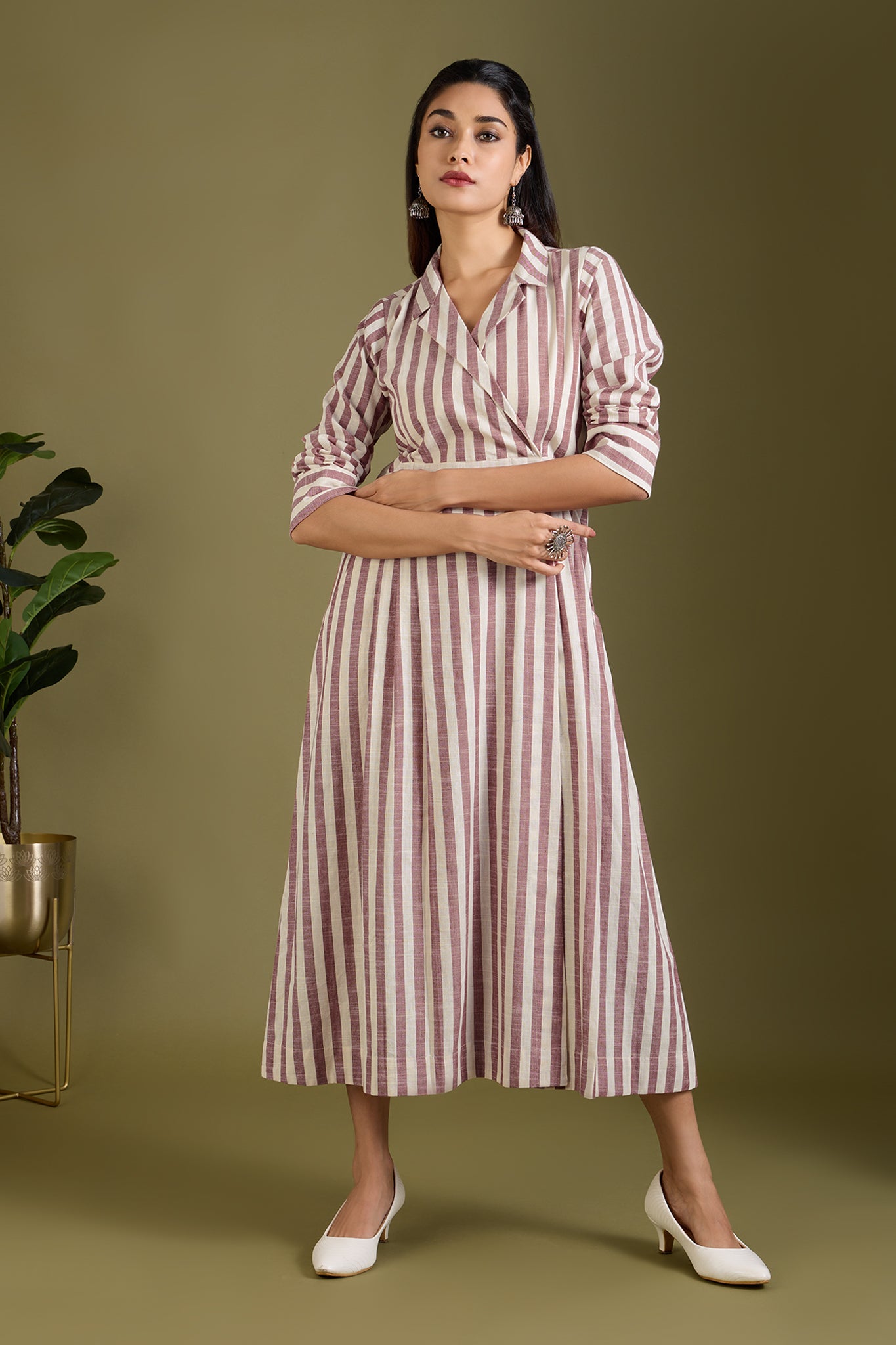 Mauve & Moon Bands Long Trench Dress