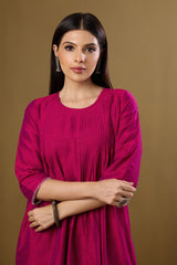 Imperial Gilded Rose Luxe Pintuck Long Dress