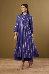 Amethyst Gleam Pleated Pintuck Button Down Dress