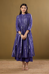 Amethyst Gleam Pleated Pintuck Button Down Dress