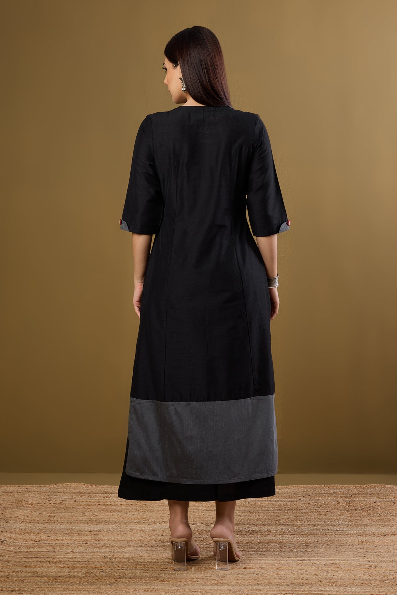 Ink and Ember Luxe Long Panelled Kurta with Slit