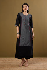 Ink and Ember Luxe Long Panelled Kurta with Slit