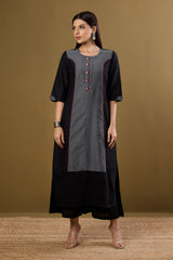 Ink and Ember Luxe Long Panelled Kurta with Slit