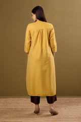 Golden Dawn Stand Collar Kurta with Round Hemline