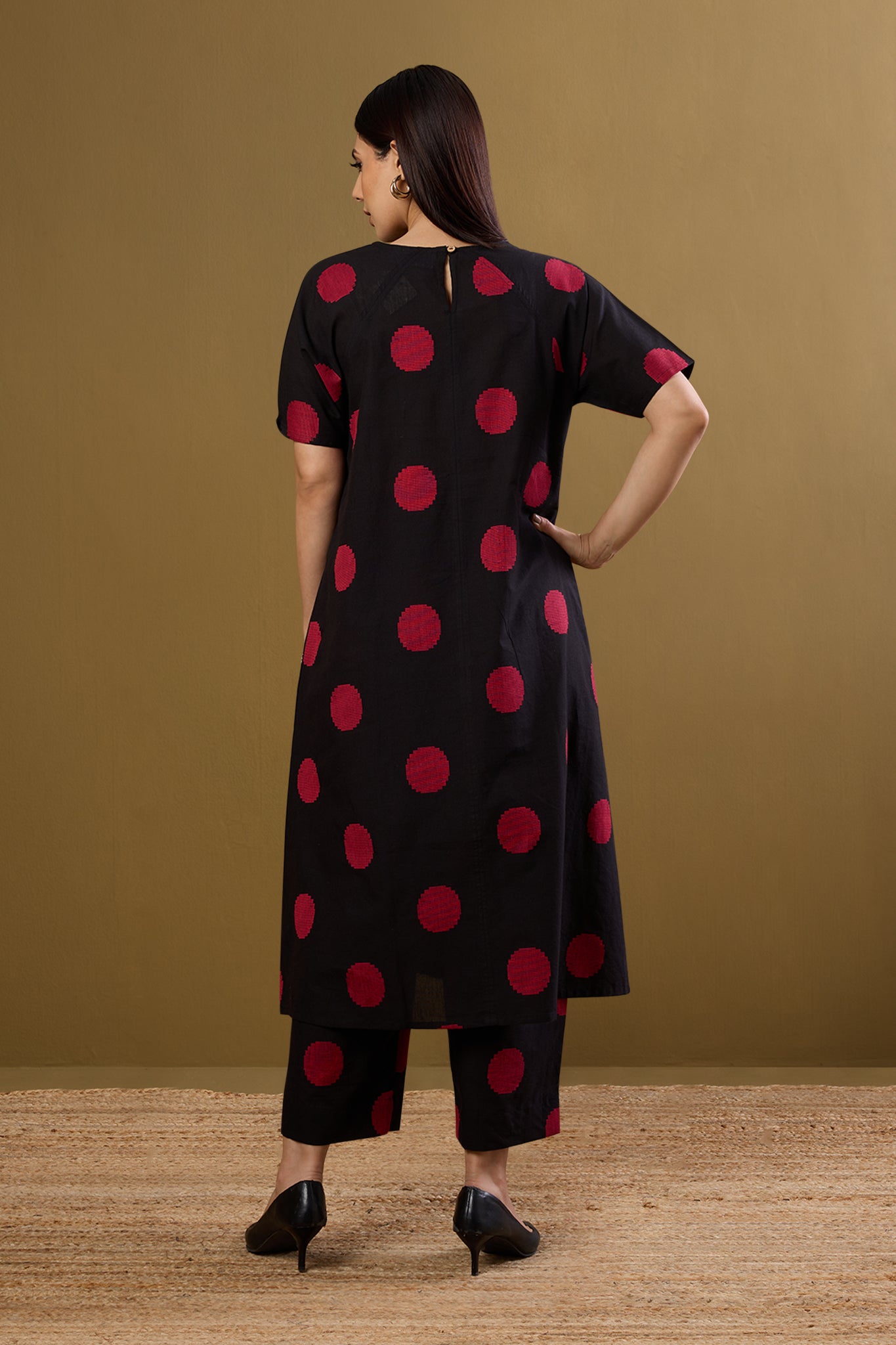 Co-ord set Noir Ruby Dots drop shoulder tunic & pants (set of 2)