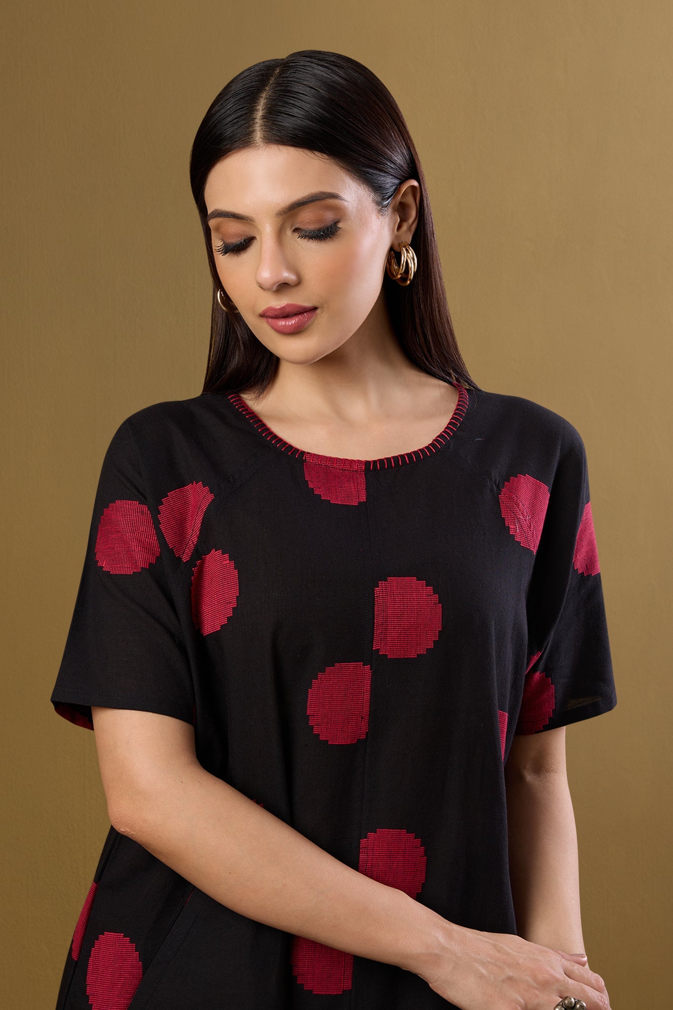Co-ord set Noir Ruby Dots drop shoulder tunic & pants (set of 2)