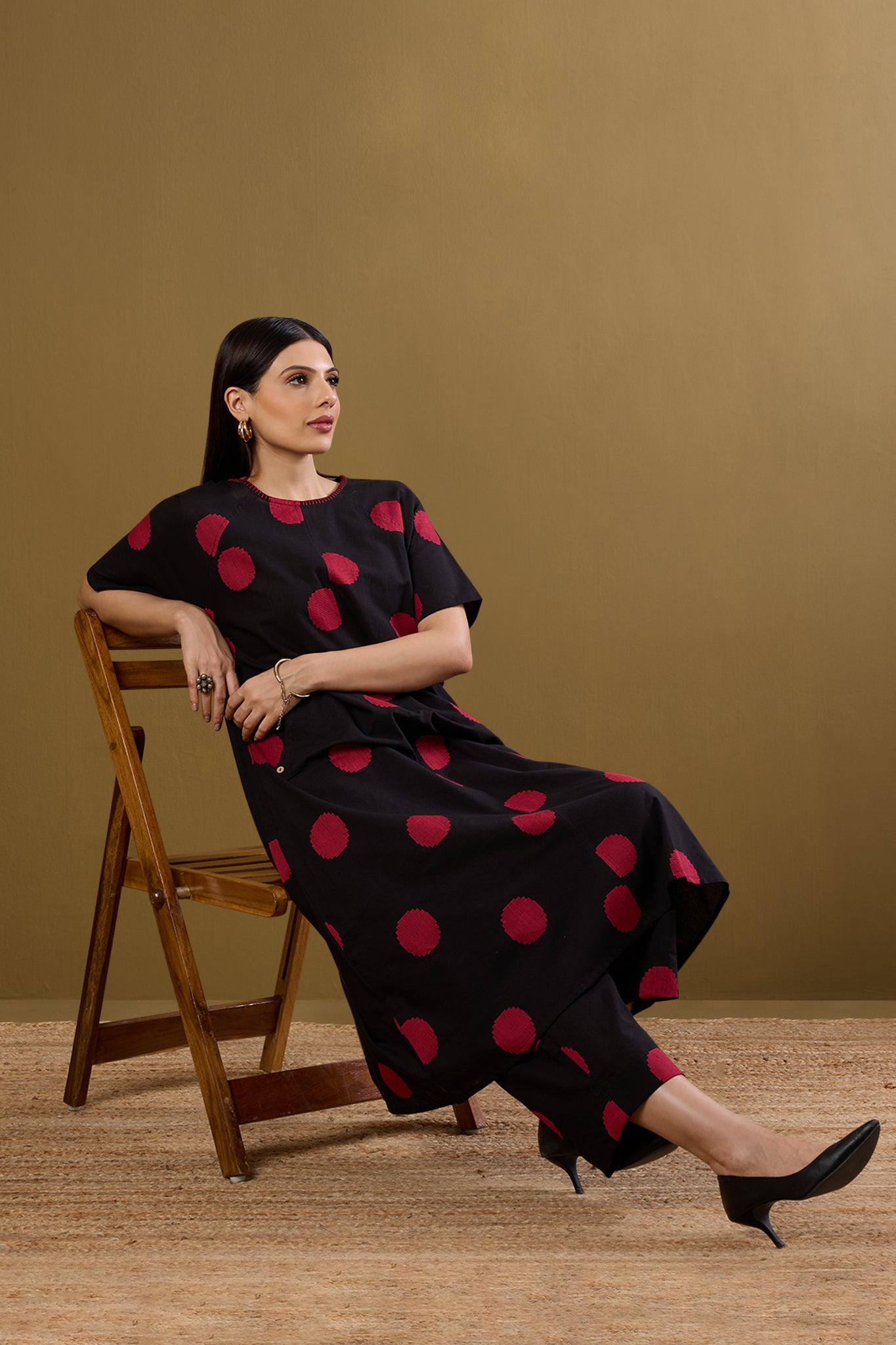 Co-ord set Noir Ruby Dots drop shoulder tunic & pants (set of 2)