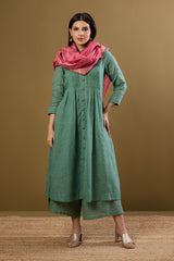 Frosted Gridsong Checkered Pleated Pintuck Button Down Dress