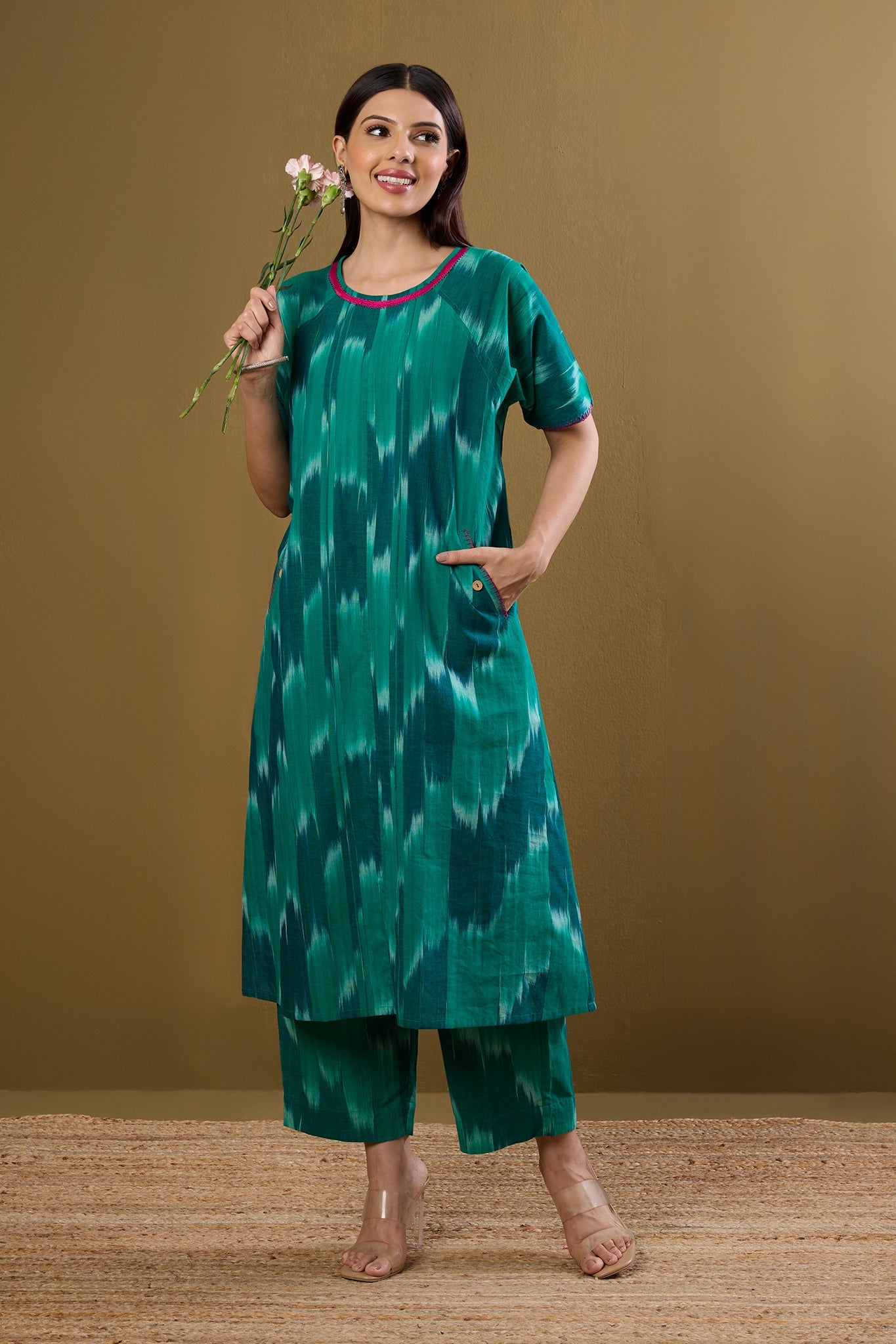 Co-ord set Tranquil Teal drop shoulder tunic & pants (set of 2)