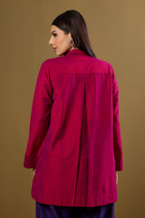 Fuchsia Fest High Low Hem Luxe Silk Slub Shirt