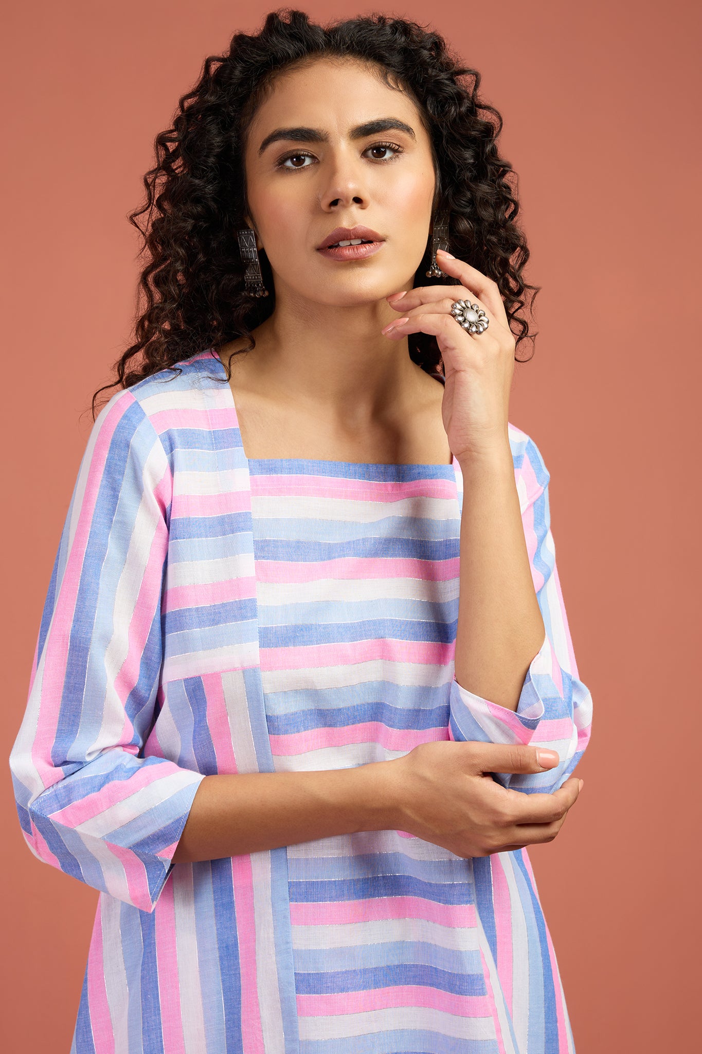 Co-ord Set Poem in Pastel Panelled Kurta & Pants