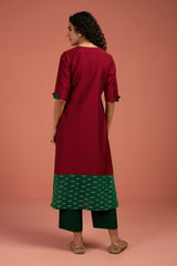 Crimson Canopy Long Panelled Kurta with Slit
