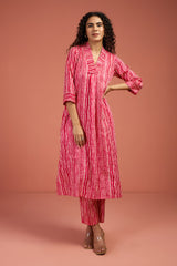 Co-ord Set Petal Pink & Snow Drift V-neck Kurta