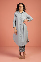 Drift Grey Long Cotton Shirt Dress
