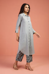 Drift Grey Long Cotton Shirt Dress