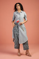 Drift Grey Long Cotton Shirt Dress