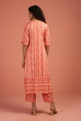 Co-ord Set Apricot Drift Long Panelled Kurta with Slit (Set of 2)