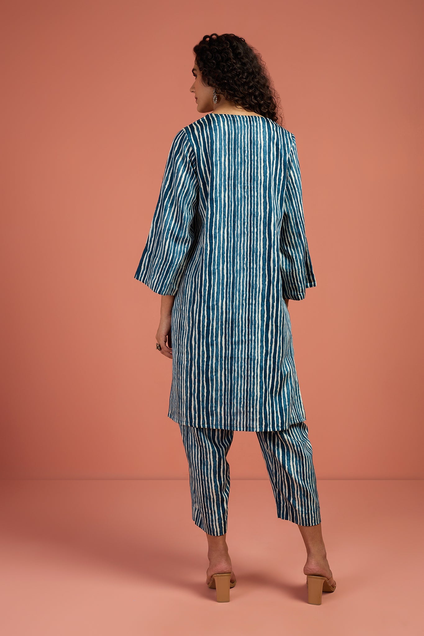 Co-ord Set Indigo & Salt Stripes Kurta & Pants