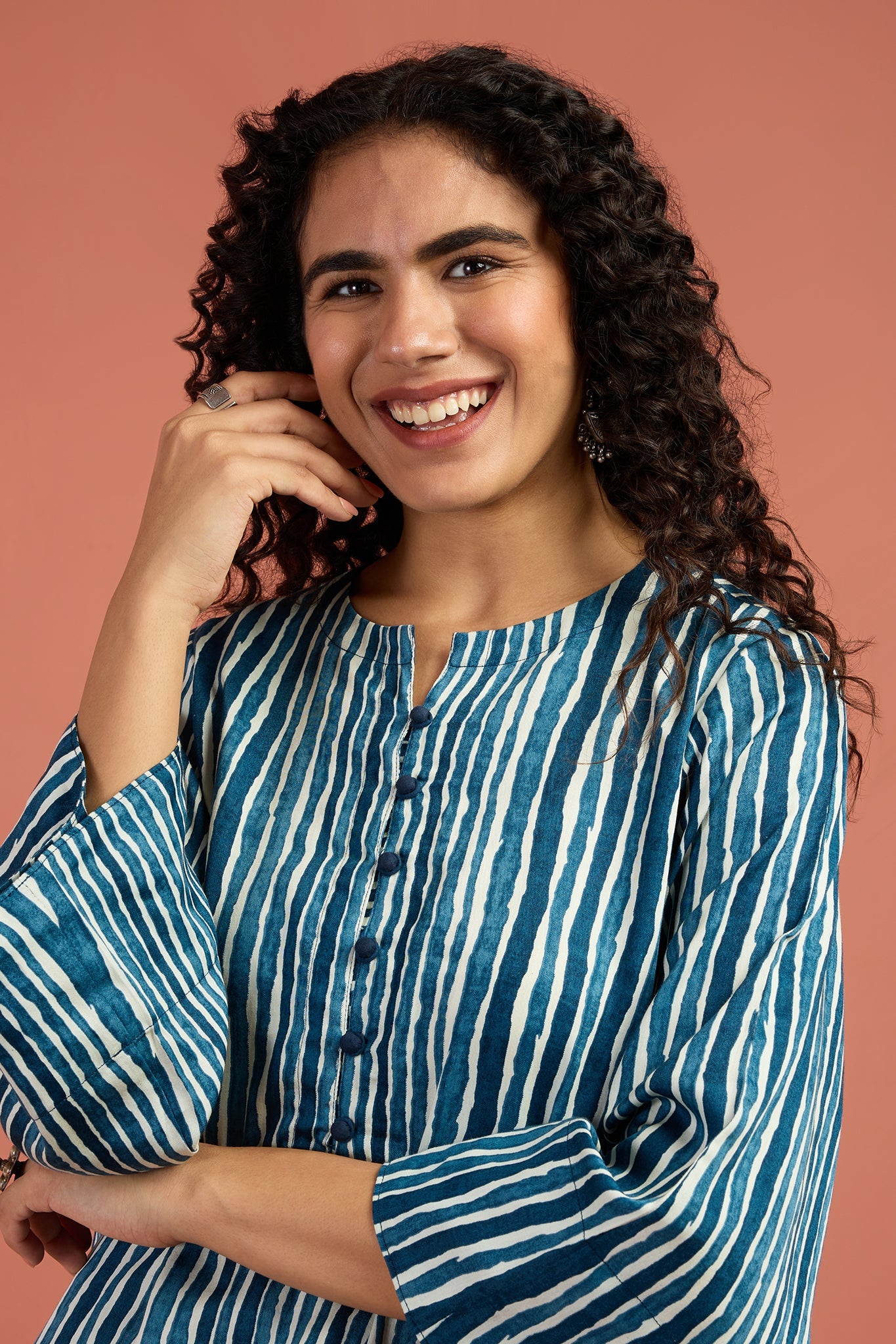 Co-ord Set Indigo & Salt Stripes Kurta & Pants