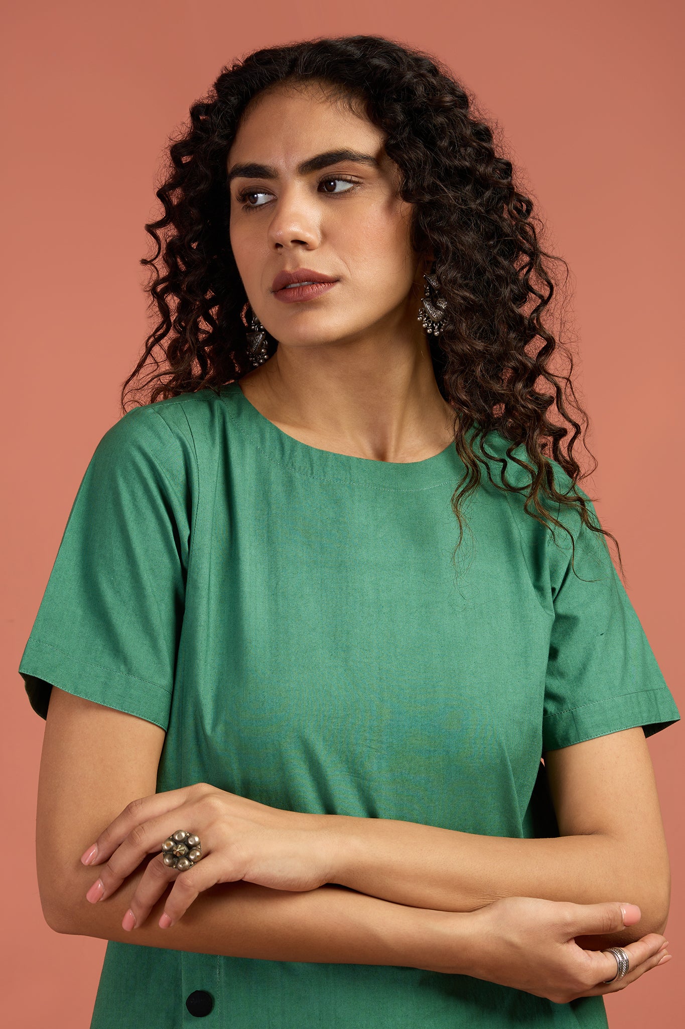 Greenstone Front Button Down Slit Kurta