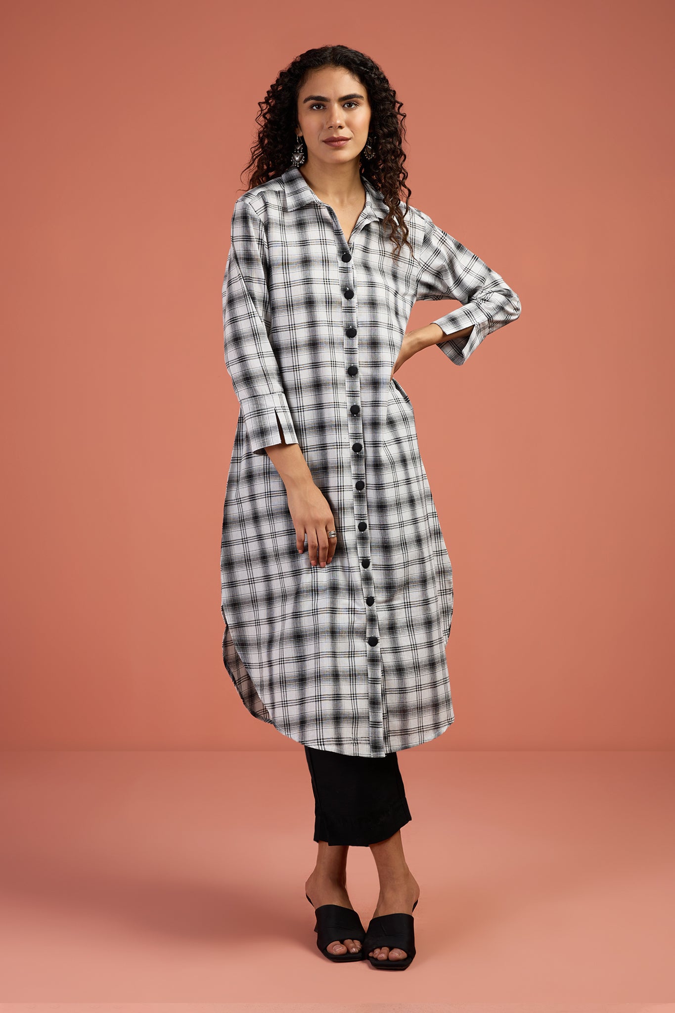 Ink & Ivory Long Cotton Shirt Dress
