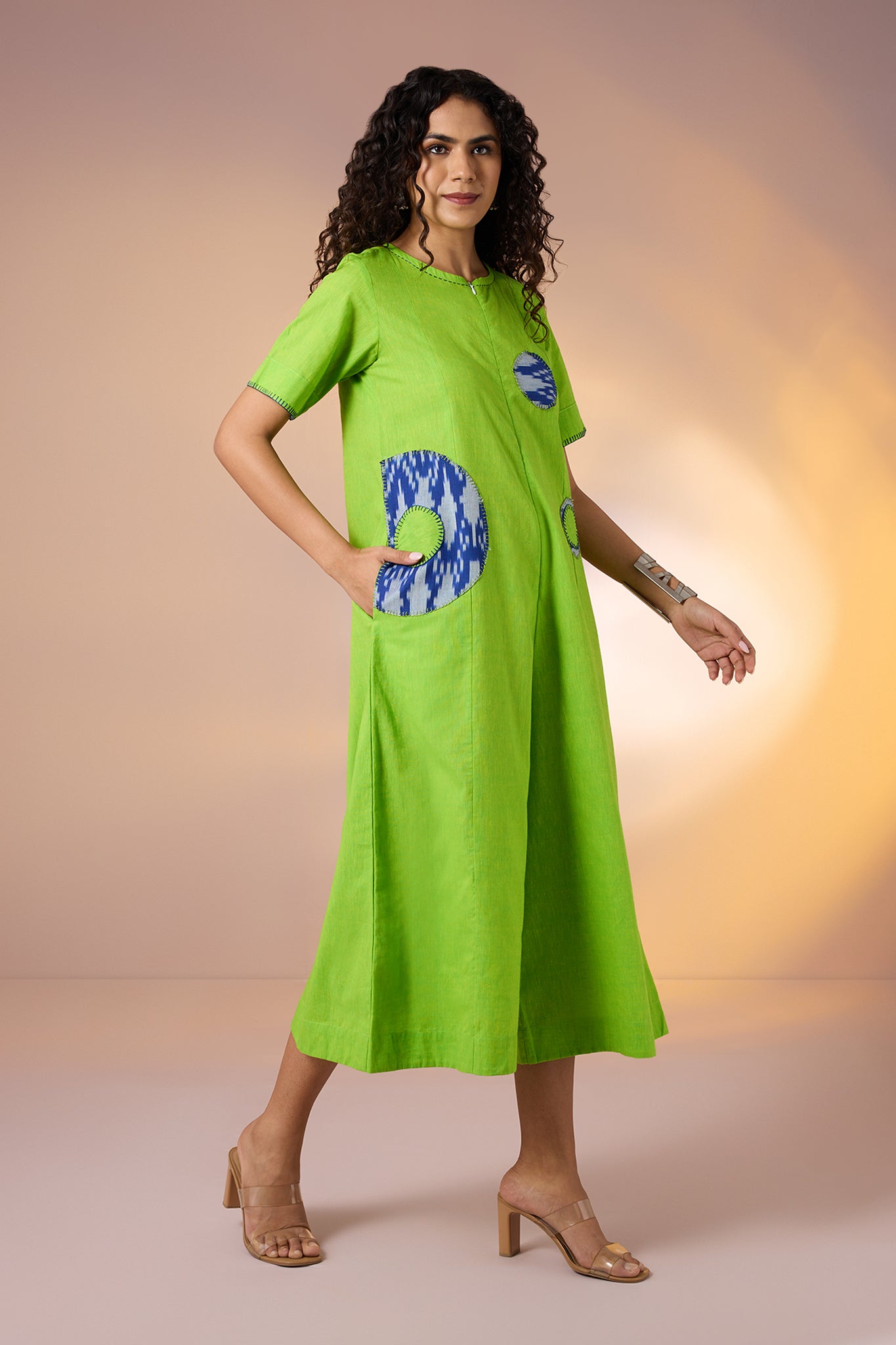 Citrus Cosmos Jumpsuit with Pockets & Sleeves